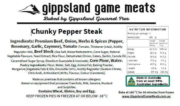 Photo - Chunky Pepper steak pie ingredients.