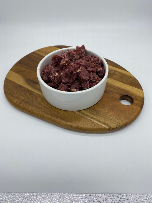 Photo - minced Emu in a dog bowl 